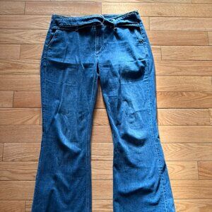 $445 PAIGE Cameron Wide Leg Jeans “Altitude” Wash Belted Size 32